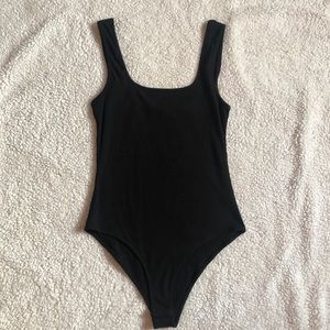 Ribbed black bodysuit